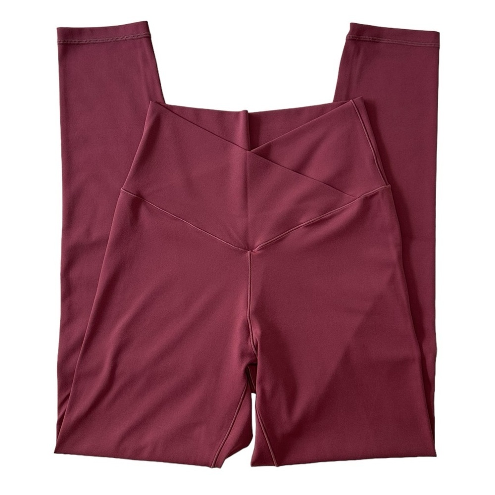 Aerie Real Me High Waisted Crossover Legging in a Burgundy Red Color Size Medium